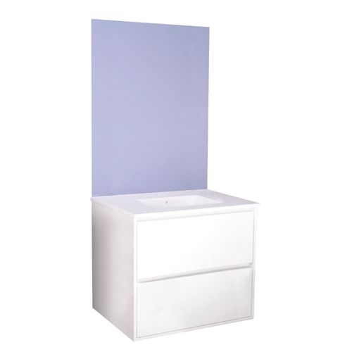 Meuble De Salle De Bain Belis - à Suspendre - Miroir Affleurant - 80cm - Blanc