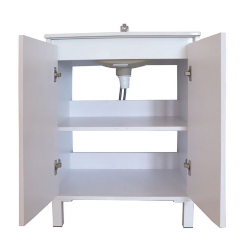 Meuble De Salle De Bain Belis - à Suspendre - Miroir Suspendu - 60cm - Blanc