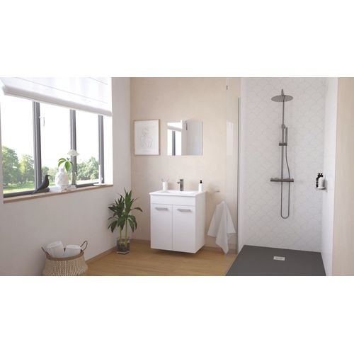 Meuble De Salle De Bain Smart - Suspendu - 60cm - 2 Portes - Finitions Blanc