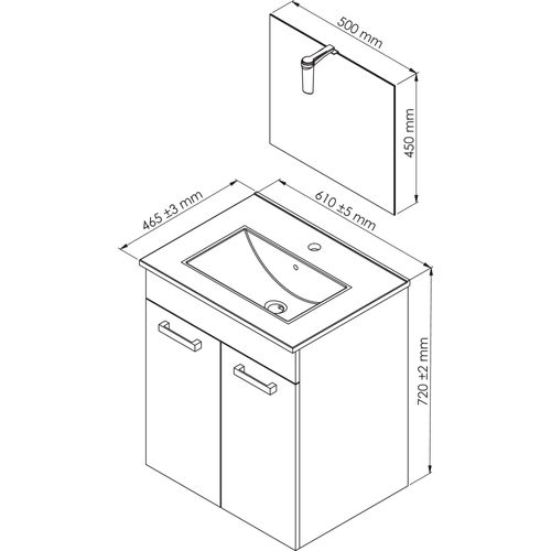 Meuble De Salle De Bain Smart - Suspendu - 60cm - 2 Portes - Finitions Blanc