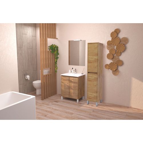 Colonne De Rangement Salle De Bain Belis à Poser - Bois - 30cm