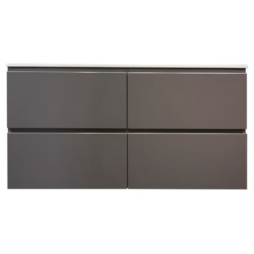 Meuble De Salle De Bain Suspendu Trendy - 4 Tiroirs - 120cm - Gris Mat - Vasque