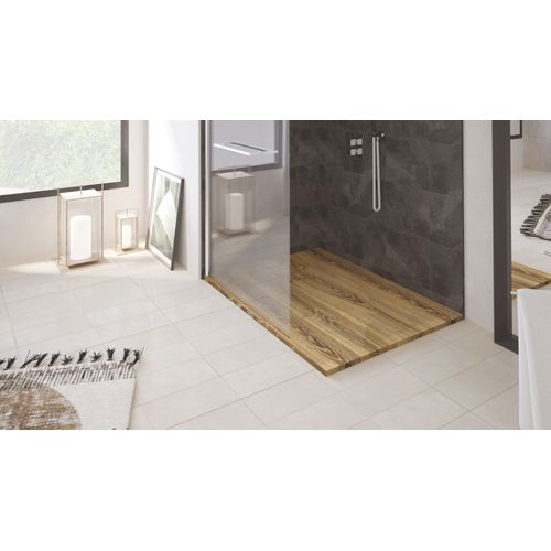 Receveur De Douche  Nola 3 - 70x100x3cm - Résine - Noyer - Bonde - Découpable