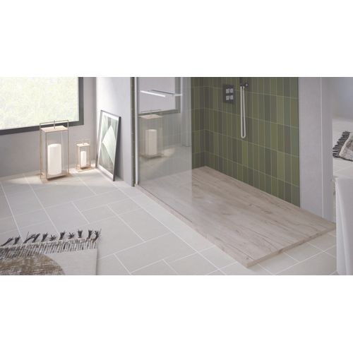 Receveur De Douche  Nola 3 - 90x180x3 - Résine - Nature Bois - Bonde - Découpable