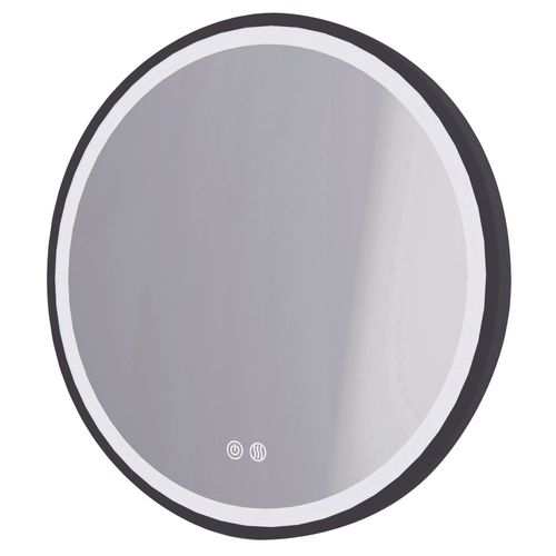 Miroir Salle De Bain Éclairant Alexine - Contour Aluminium Noir - Ø60 Cm