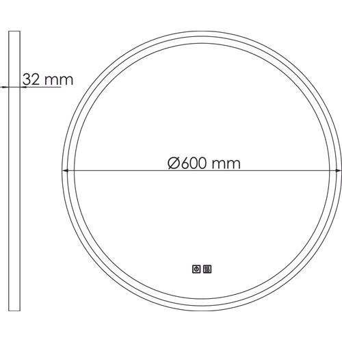 Miroir Salle De Bain Éclairant Alexine - Contour Aluminium Noir - Ø60 Cm