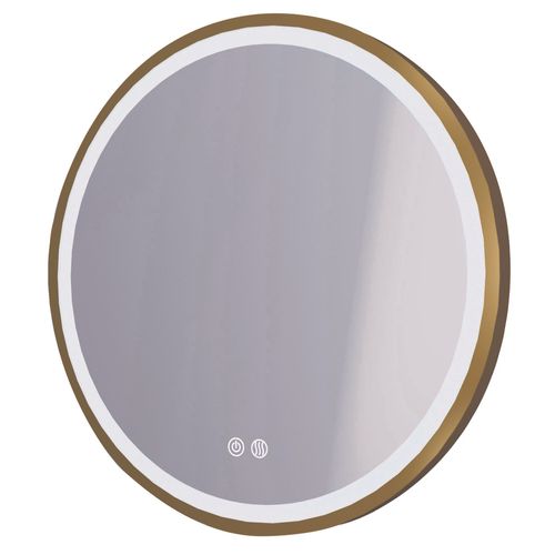 Miroir Salle De Bain Éclairant Alexine - Contour Cuivre Brossé - D.60 Cm