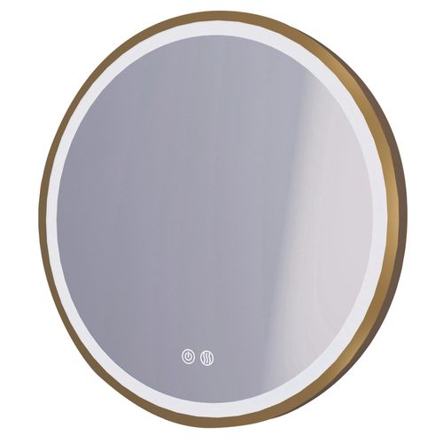 Miroir Salle De Bain Éclairant Alexine - Contour Cuivre Brossé - D.80 Cm