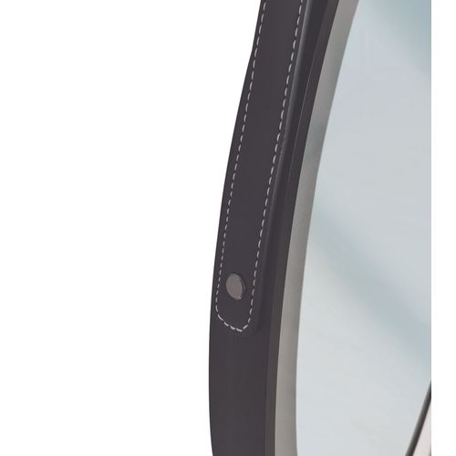 Miroir Salle De Bain Éclairant Kyara Avec Lanière - Contour Aluminium Noir - D.60 Cm
