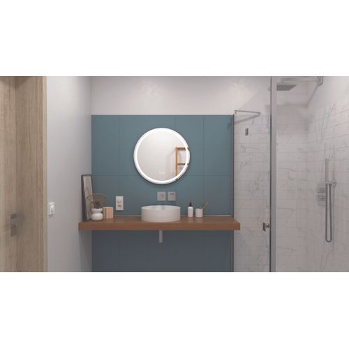 Miroir Salle De Bain Éclairant Lou - Bords Effet Givré - Ø60 Cm