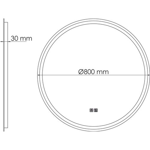 Miroir Salle De Bain Éclairant Lou - Bords Effet Givré - D.80 Cm