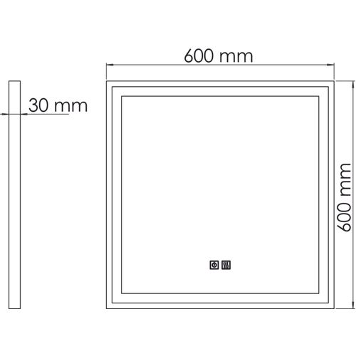 Miroir De Salle De Bain Éclairant Selena - Cadre Aluminium Noir - 60 X 60 Cm