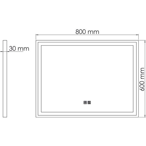 Miroir De Salle De Bain Éclairant Selena - Cadre Aluminium Noir - 80 X 60 Cm