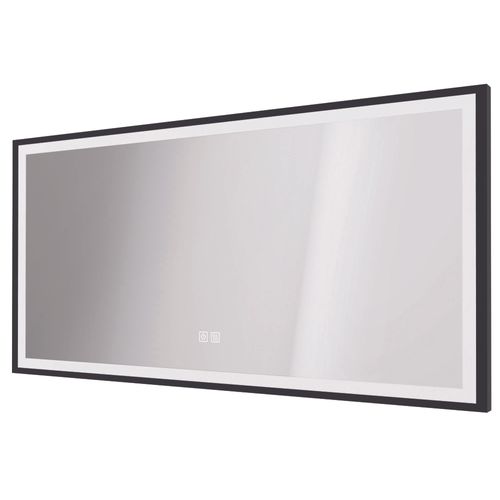 Miroir De Salle De Bain Éclairant Selena - Cadre Aluminium Noir - 120 X 60 Cm