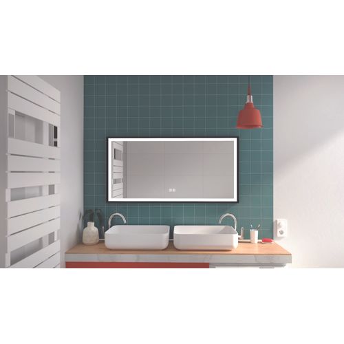 Miroir De Salle De Bain Éclairant Selena - Cadre Aluminium Noir - 120 X 60 Cm