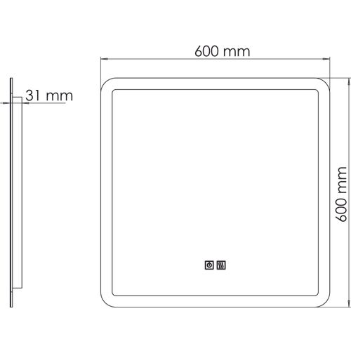 Miroir Salle De Bain Éclairant Athena - Bords Effet Givré - 60 X 60 Cm