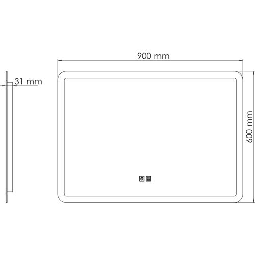 Miroir Salle De Bain Éclairant Athena - Bords Effet Givré - 90 X 60 Cm