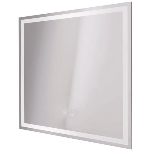 Miroir Salle De Bain Éclairant Laura - Angles Rectangulaires - Bords Givré - 60 X 60 Cm