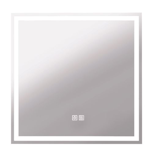 Miroir Salle De Bain Éclairant Laura - Angles Rectangulaires - Bords Givré - 60 X 60 Cm