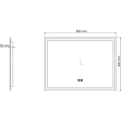 Miroir Salle De Bain Éclairant Laura - Angles Rectangulaires - Bords Givré - 80 X 60 Cm