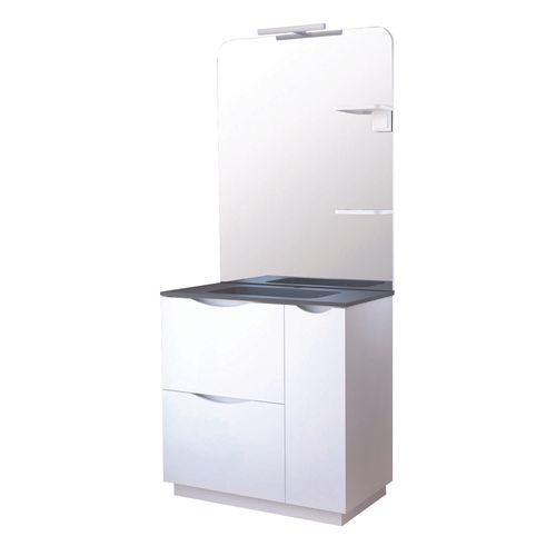 Meuble Salle De Bain à Poser Palermo - 80cm - Laqué Blanc - Plan Vasque Noir