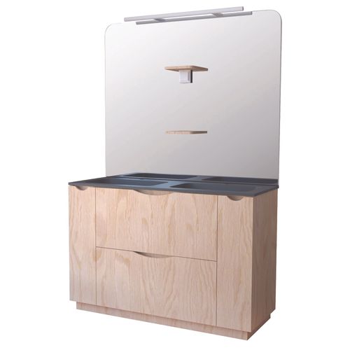 Meuble Salle De Bain à Poser Palermo - 120cm - Mélaminé Bois - Plan Vasque Noir