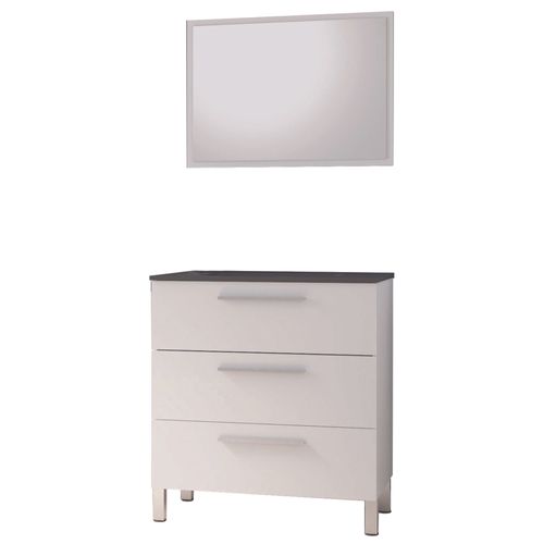 Meuble Salle De Bain à Poser Pallas - 80cm - Blanc - Plan Vasque Noir