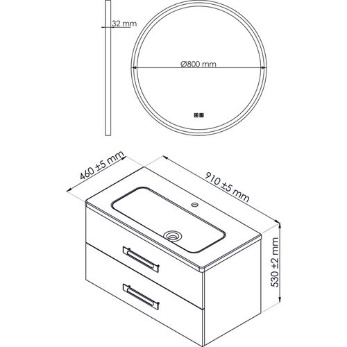Meuble De Salle De Bain à Suspendre Lenca - 90 Cm - Bois Miel - Miroir Alexine