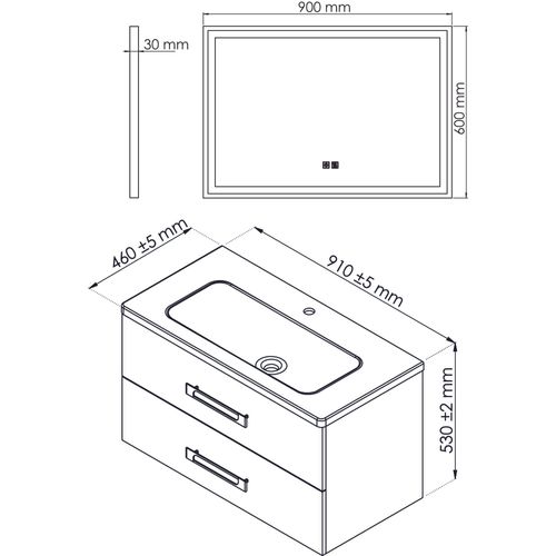 Meuble De Salle De Bain à Suspendre Lenca - 90 Cm - Bois Miel - Miroir Selena