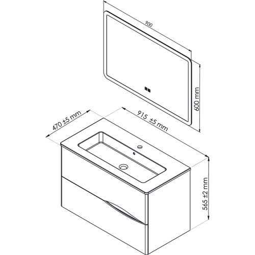 Meuble Salle De Bain à Suspendre 2doo - 90cm - Blanc - Miroir Athena