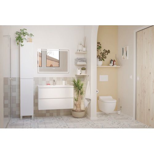 Colonne De Rangement à Poser Lila - 30 Cm - Finition : Blanc - 2 Portes