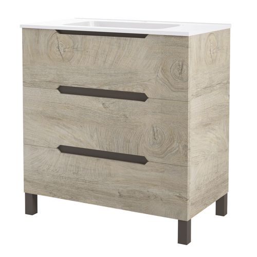 Meuble Salle De Bain à Poser Alaska -80cm - Bois - 3 Tiroirs