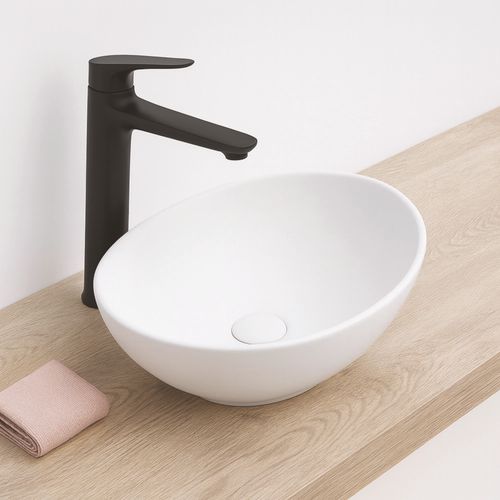 Vasque à Poser Hana - Céramique Blanche - Finition Mat - Dim : 40,5x33x14 Cm