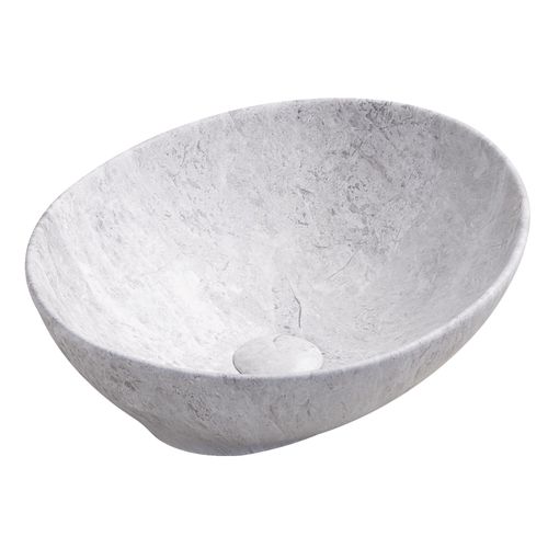Vasque à Poser Hana - Céramique - Finition : Marbre Gris - Dim : 40,5x33x14 Cm