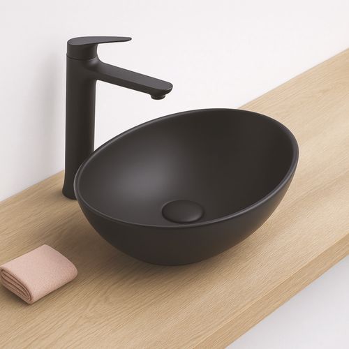 Vasque à Poser Hana - Céramique Noire - Finition Mat - Dim : 40,5 X 33 X 14 Cm
