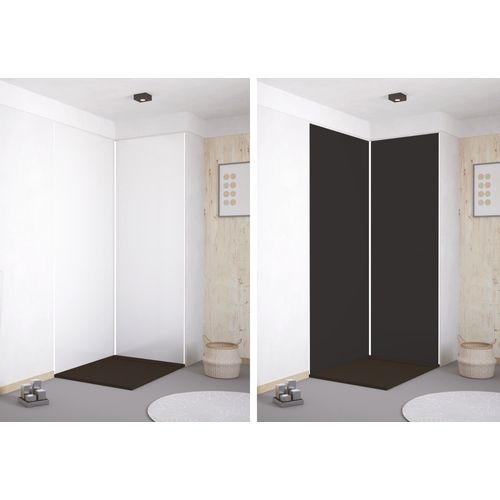 Pack Montage 2 Panneaux Muraux En Angle -  Blanc et Noir 120 Cm - Profilés Blancs