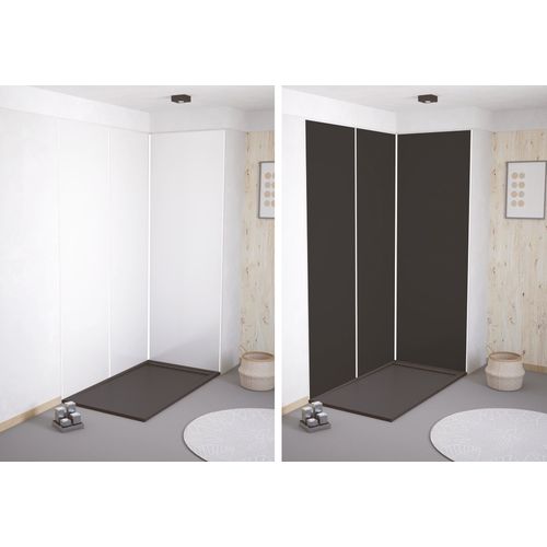 Pack Montage 3 Panneaux Muraux En Angle -  Blanc et Noir 200 Cm - Profilés Blancs