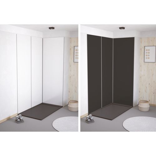 Pack Montage 3 Panneaux Muraux En Angle - Blanc et Noir 200 Cm - Profilé Chromé