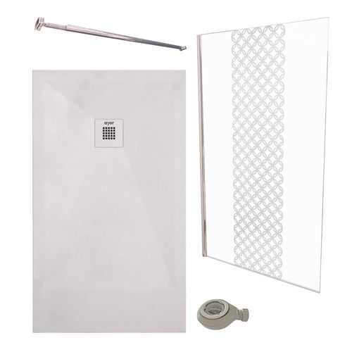 Pack Douche - Receveur Blanc 120x90cm + Paroi En 120cm + Barre De Fixation