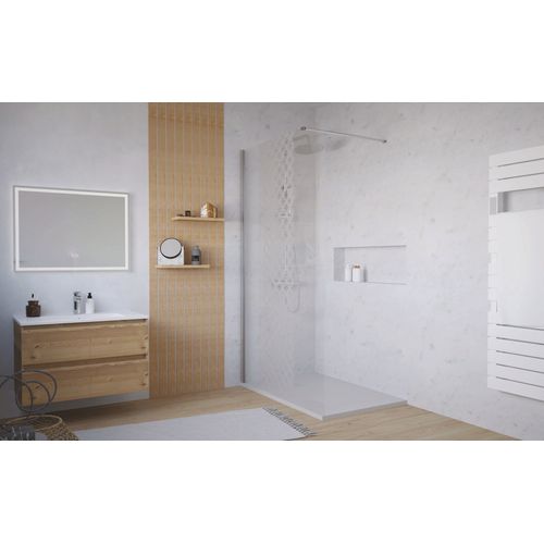 Pack Douche - Receveur Blanc 120x90cm + Paroi En 120cm + Barre De Fixation