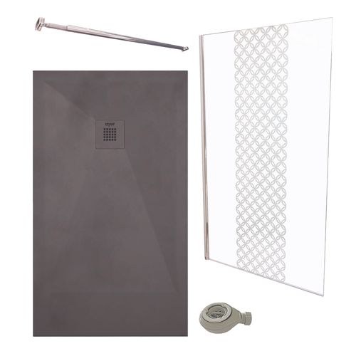 Pack Douche - Receveur Anthracite 120x90cm + Paroi En 120cm + Barre De Fixation
