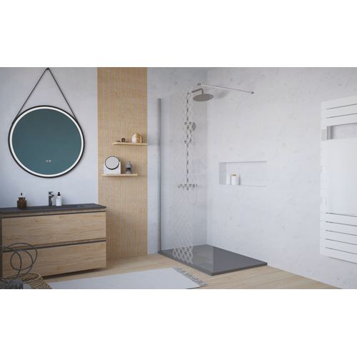 Pack Douche - Receveur Anthracite 120x90cm + Paroi En 120cm + Barre De Fixation