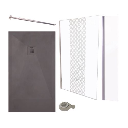 Pack Douche - Receveur Anthracite 160x80cm, Paroi 120cm, Déflecteur, Barre Fixation