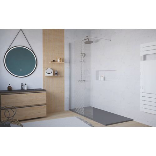 Pack Douche - Receveur Anthracite 160x80cm, Paroi 120cm, Déflecteur, Barre Fixation