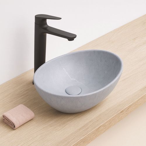 Vasque à Poser Hana - Céramique Béton - Dim : 40,5 X 33 X 14 Cm