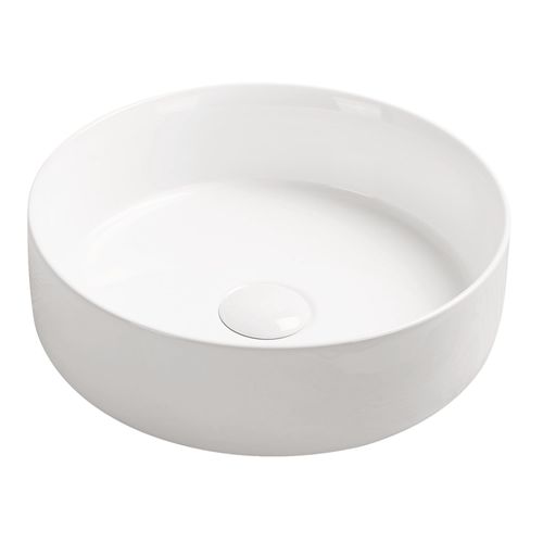 Vasque à Poser Ronde Nami - Céramique Blanche Brillant - Dim : D.34,6x11,4 Cm