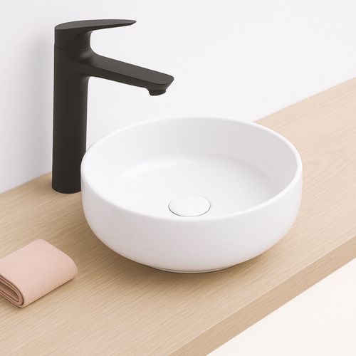 Vasque à Poser Ronde Nami - Céramique Blanche Brillant - Dim : D.34,6x11,4 Cm