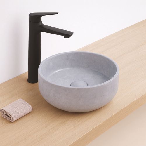 Vasque à Poser Ronde Nami - Céramique Béton - Dim : D.34,6 X 11,4 Cm