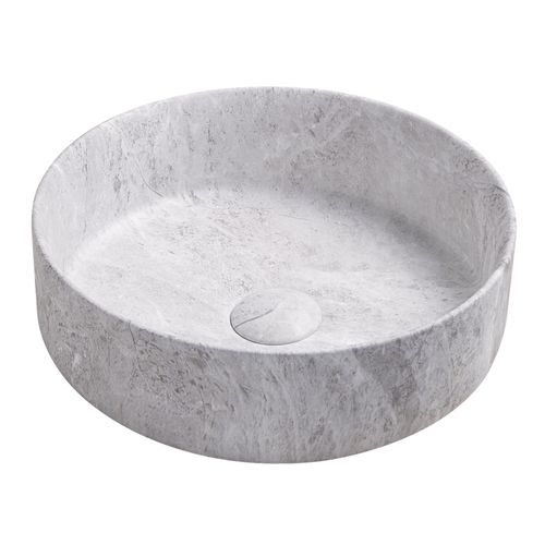 Vasque à Poser Ronde Nami - Céramique Marbre Gris - Dim : D.34,6 X 11,4cm