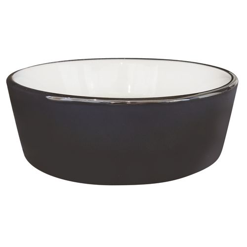 Vasque à Poser Ronde Nami - Céramique Bicolor Blanc et Noir - Dim : D.34,6 X 11,4cm